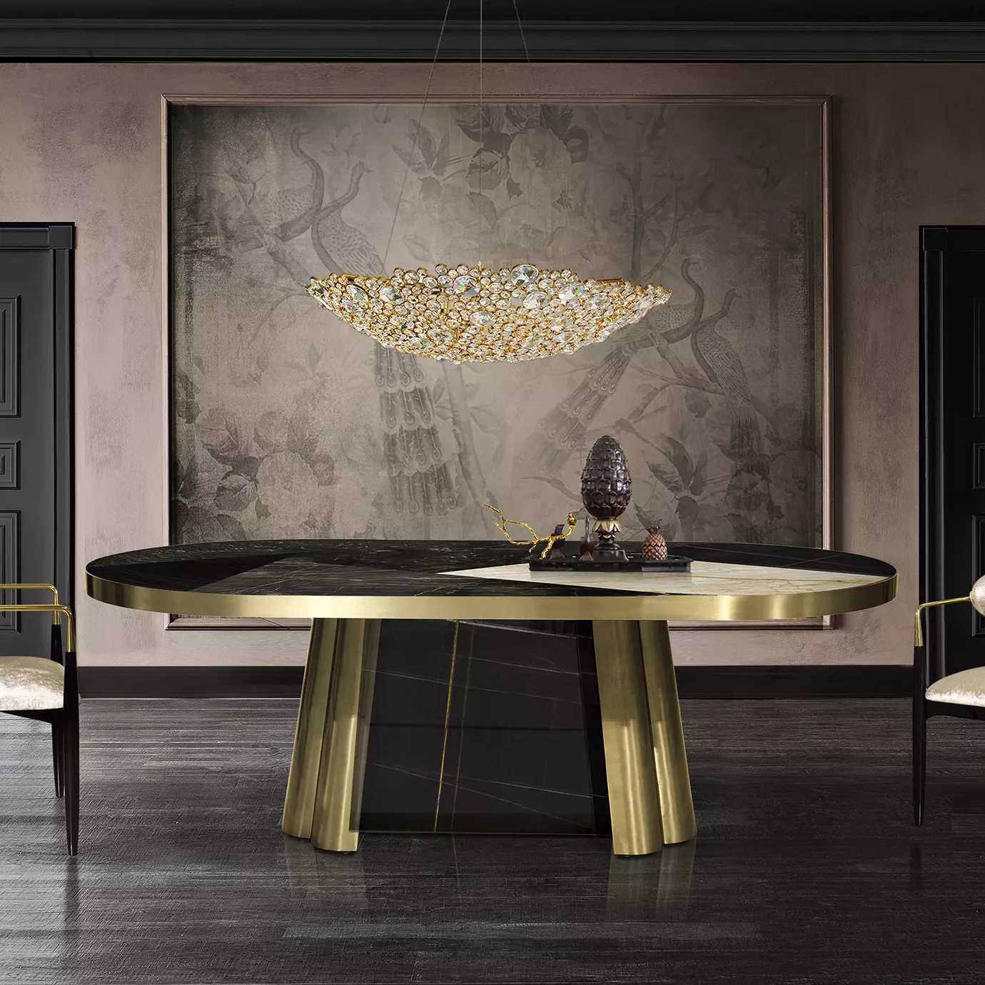 Обеденный стол Decovita Black & Gold Granite