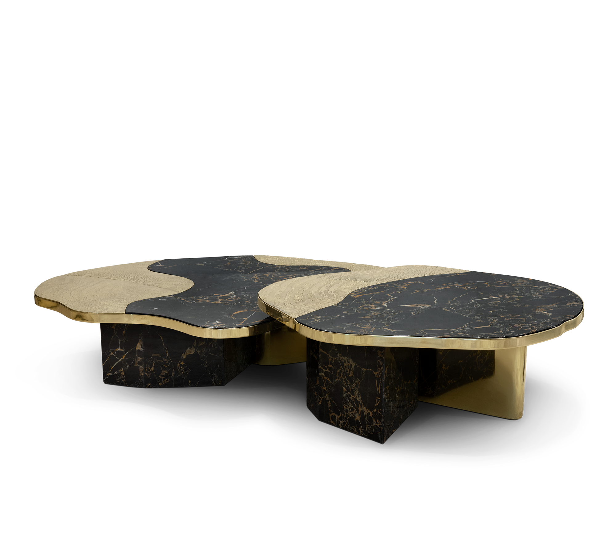 Журнальний столик Athena Portoro Marble & Gold Table Set