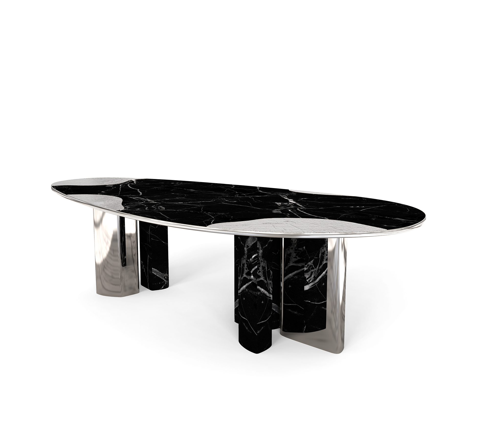 Обеденный стол Athena Nero Marble & Silver