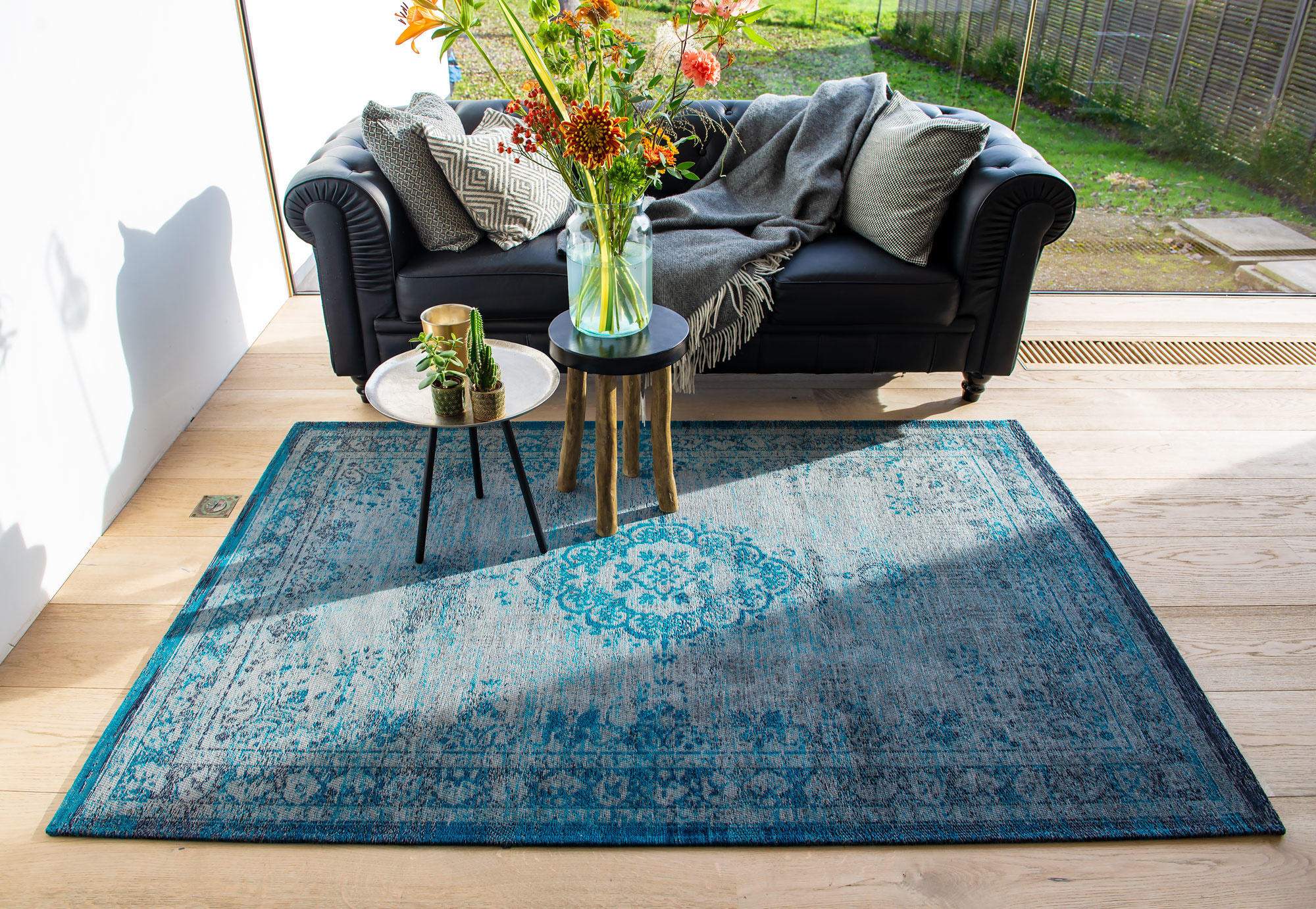 Ковер винтажный медальон Grey Turquoise | Размер: 80 x 150 см