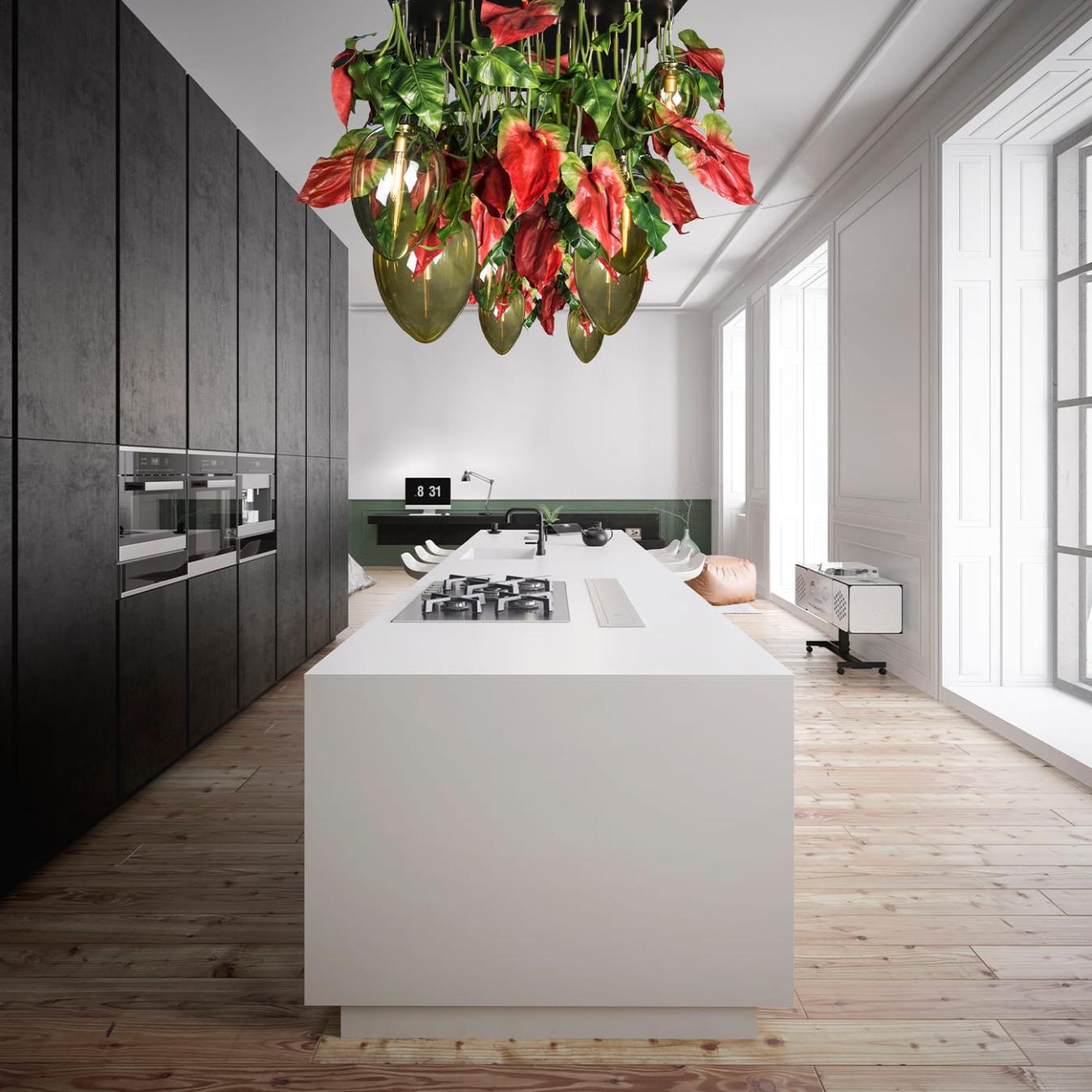 Тёмная люстра Anthurium