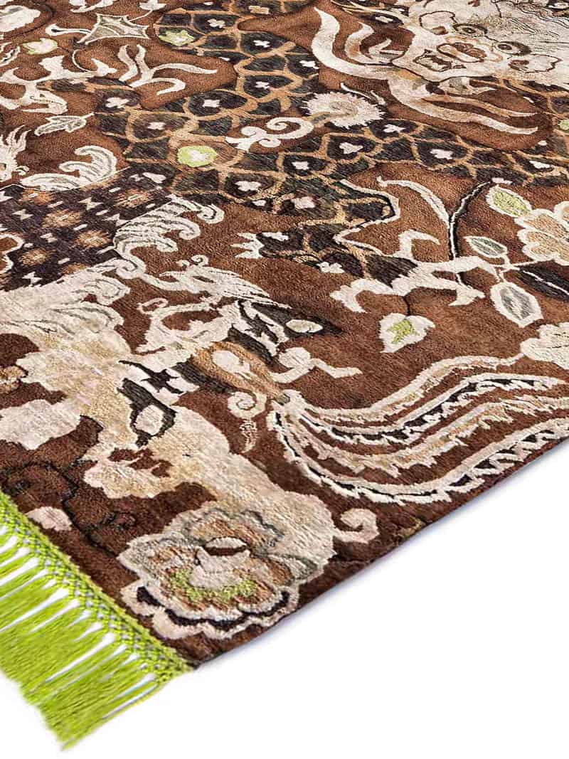 Роскошный ковер ручной работы Dragon Green / Beige ☞ Розмір: 170 x 240 см