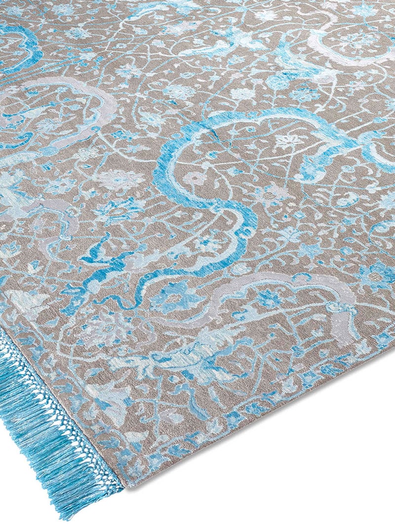 Витончений вузликовий килим ручної роботи Tabriz Blue | Розмір: 183 x 274 см