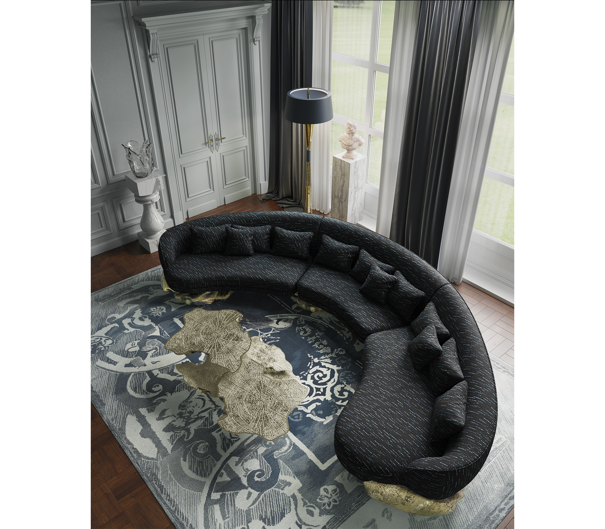 Диван Angora Black Curved