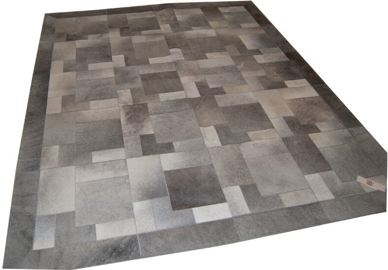 Сірий килим з натуральної шкіри Pazl ☞ Розмір: 180 x 220 см