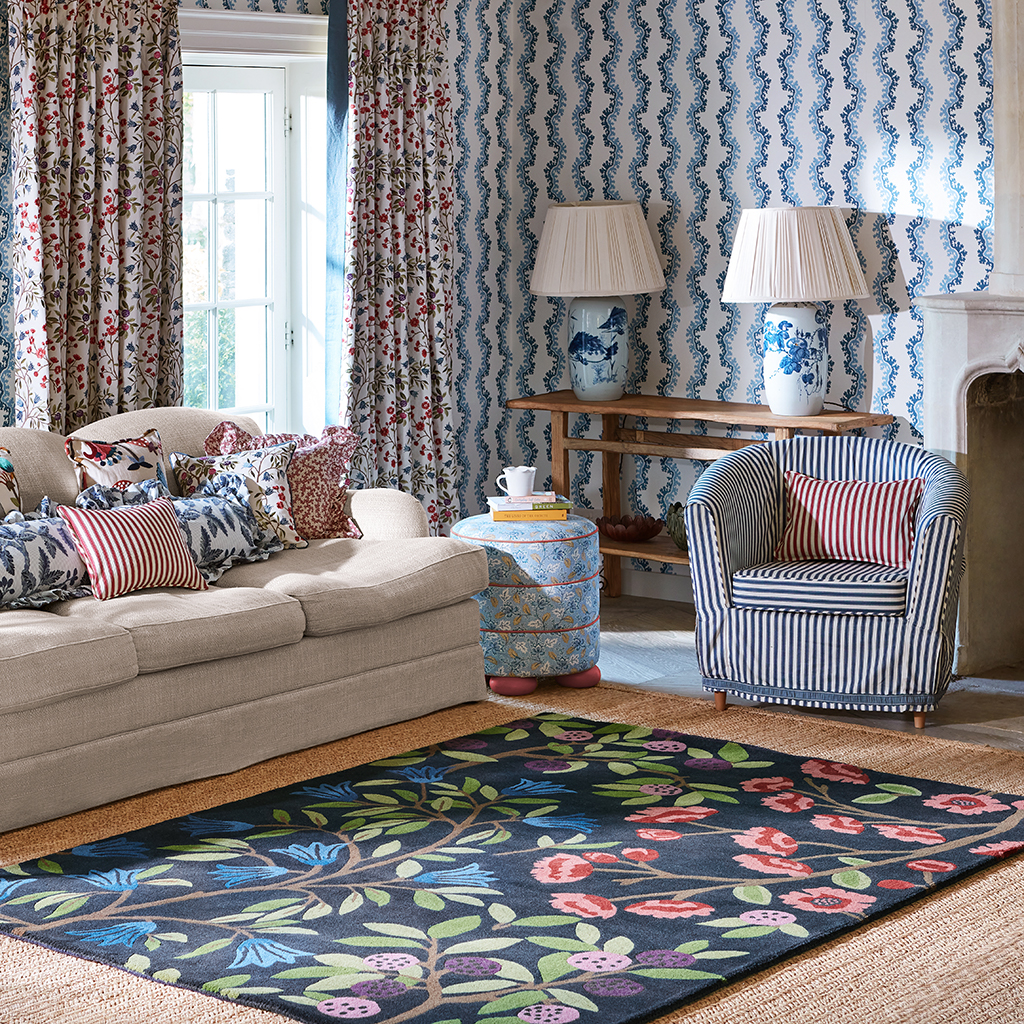 Килим квітковий Foraging Indigo 146618 | Розмір: 170 x 240 см