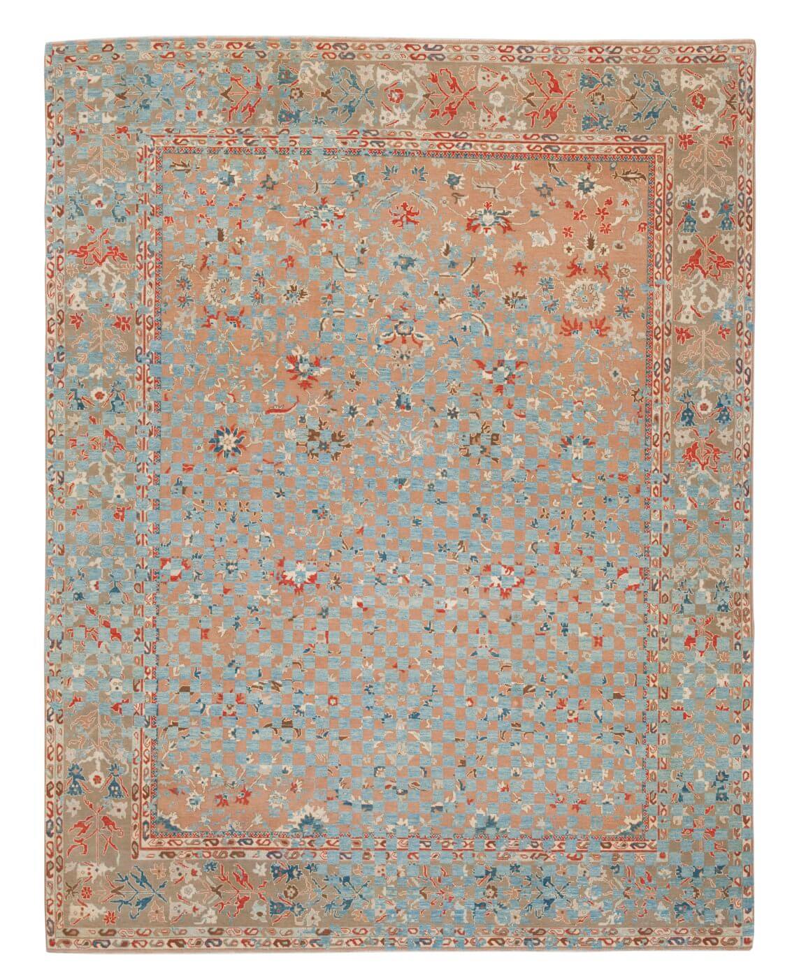 Ковер Sulthanabad Madison Checker Raved Peach Blue | Размер: 200 x 300 см
