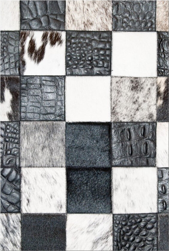 Килим з натуральної шкіри Mosaic Black & White ☞ Розмір: 140 x 200 см