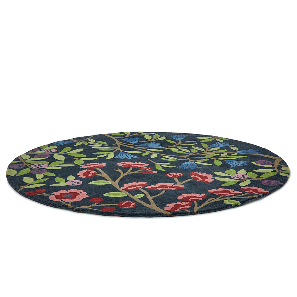 Килим квітковий круглий Foraging Indigo 146618 | Розмір: Ø 200 см