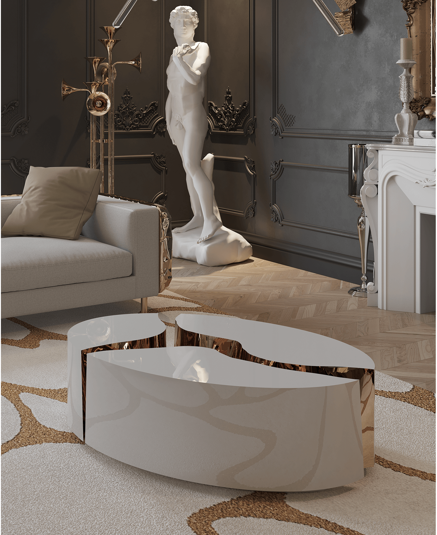 Журнальний столик Fissure Oval White