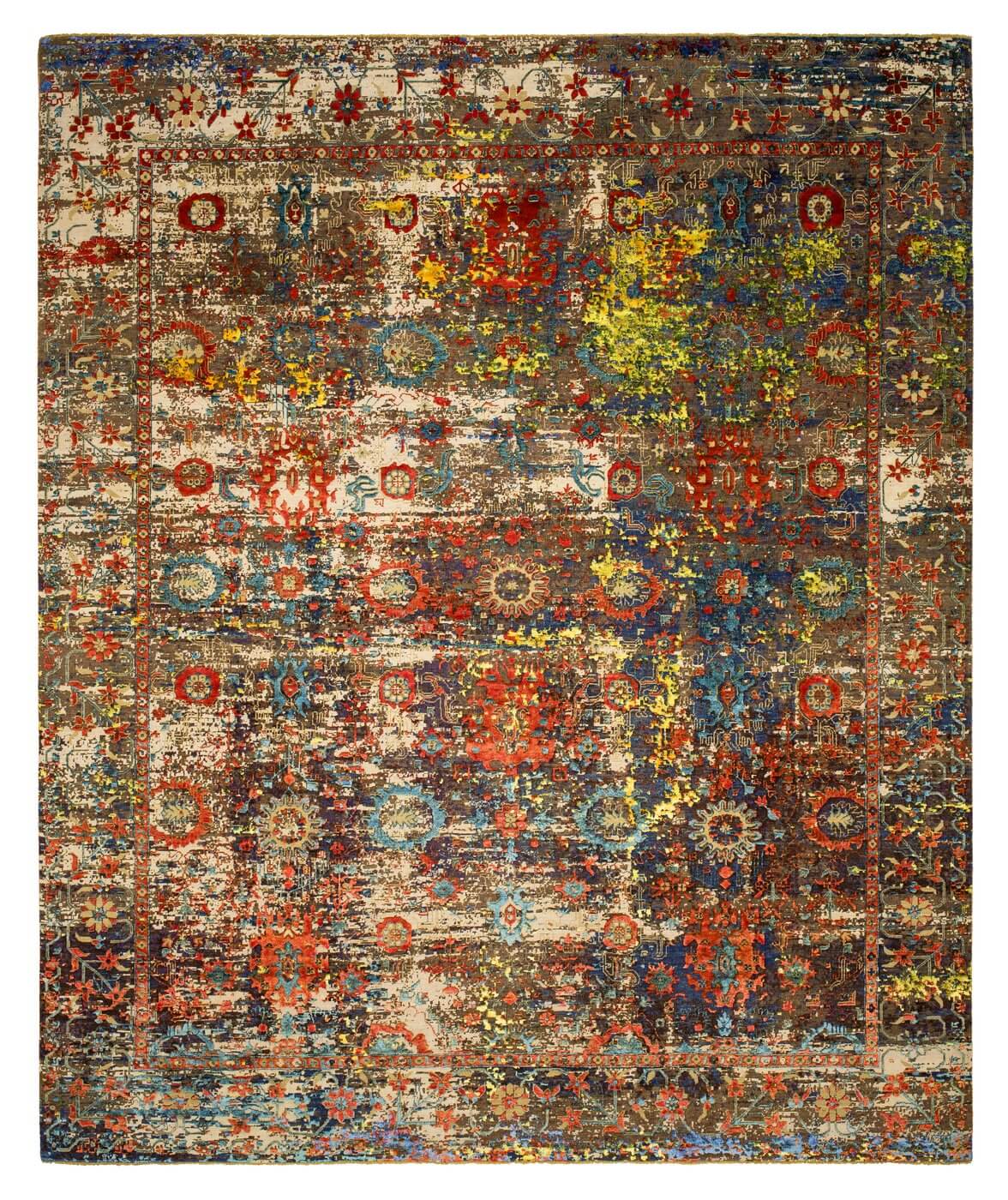 Ковер эксклюзивный Bidjar Paddington Artwork 18 Silvergrey Orange Silk | Размер: 300 x 400 см