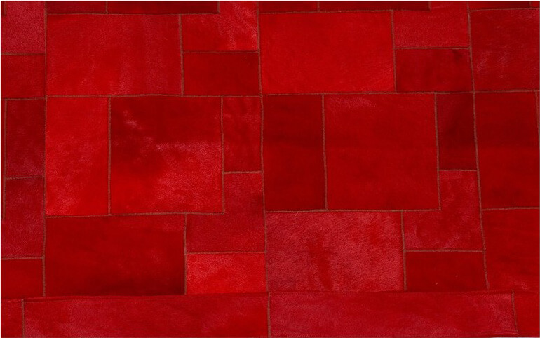 Килим з натуральної шкіри червоний Puzzle ☞ Розмір: 220 x 260 см