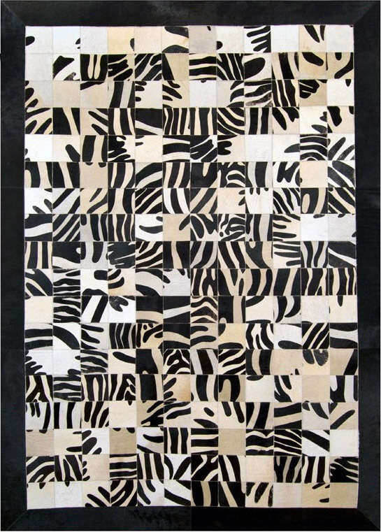 Килим з натуральної шкіри Mosaic Zebra ☞ Розмір: 190 x 240 см