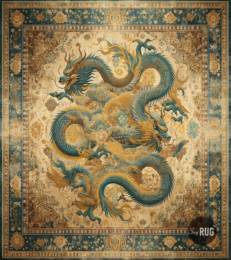 Килим ручної роботи Dragon Green