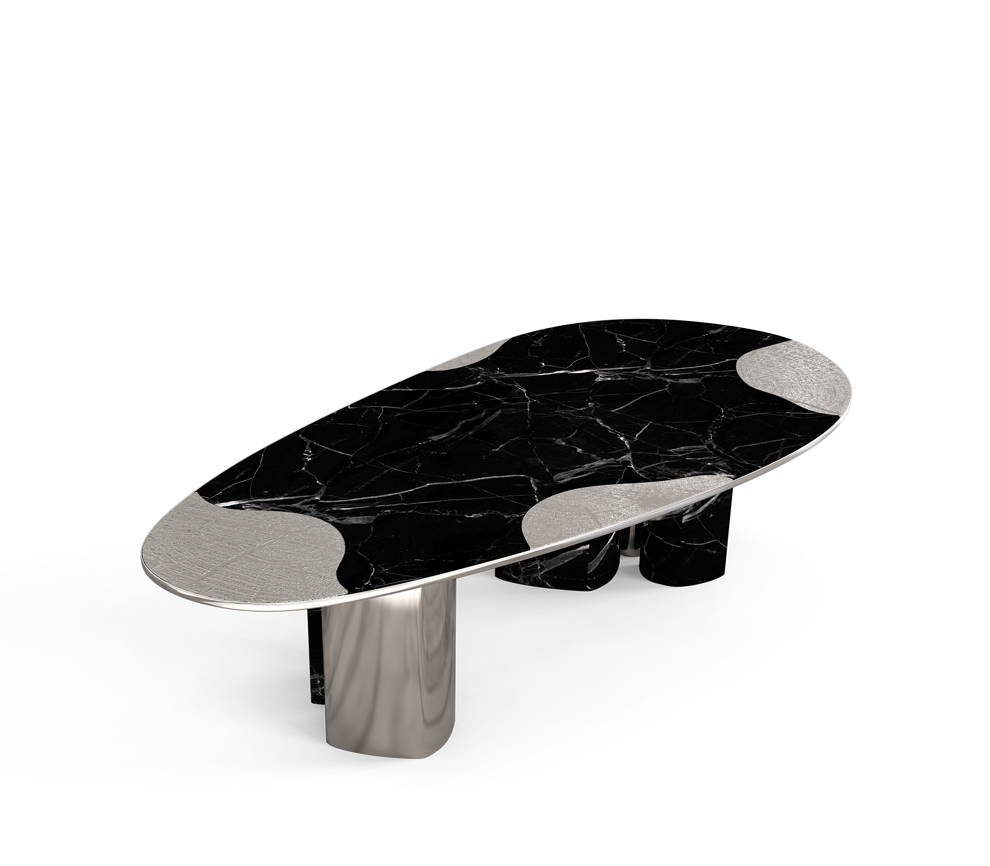 Обеденный стол Athena Nero Marble & Silver
