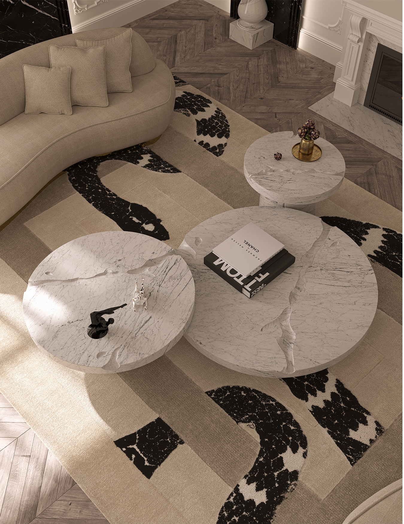 Журнальний столик Dominion Carrara Marble 3-Piece Set