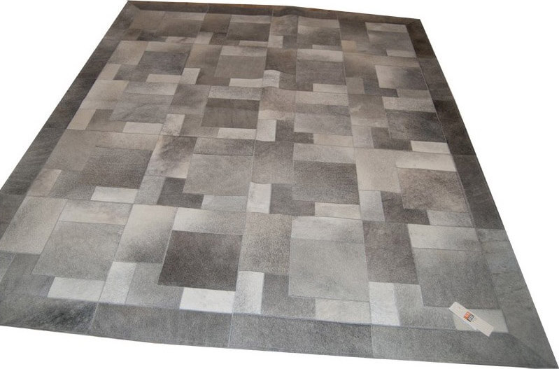 Сірий килим з натуральної шкіри Pazl ☞ Розмір: 220 x 300 см