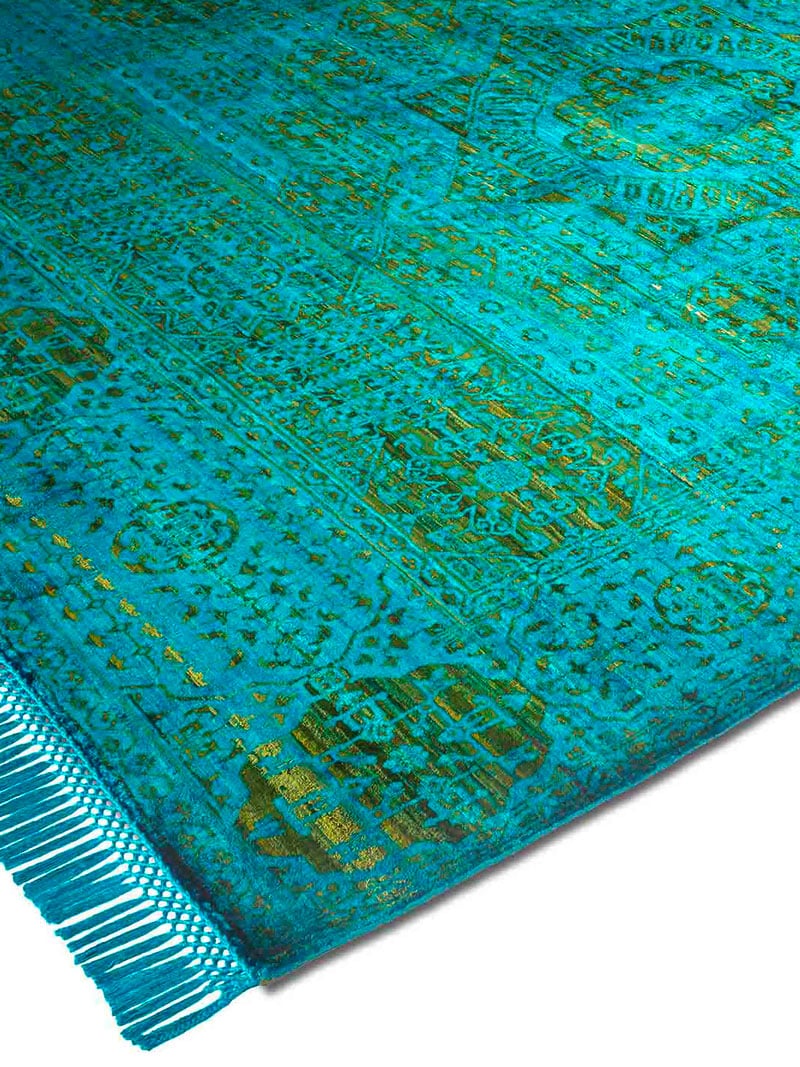 Элитный узелковый ковер ручной работы Electric Blue / Green