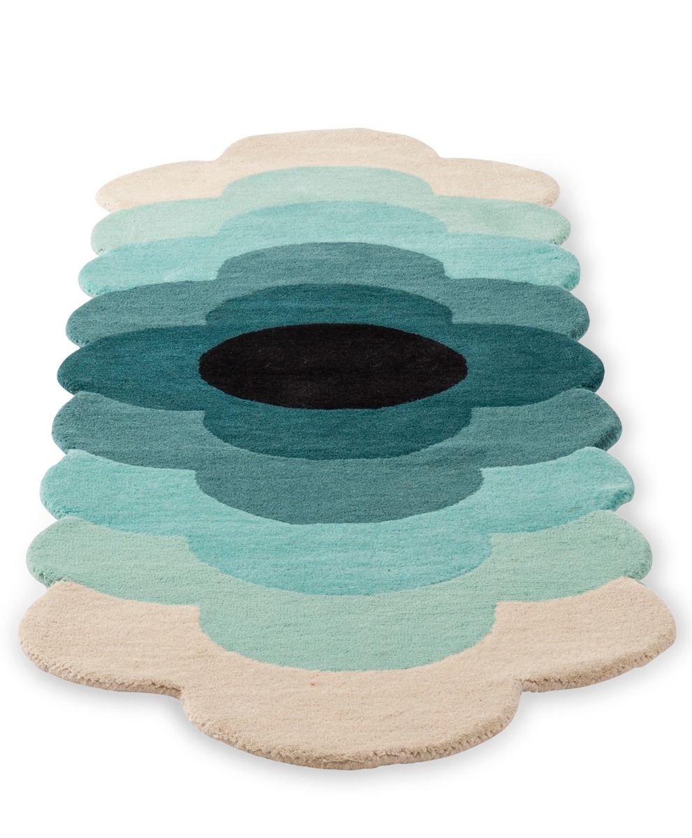 Килим дизайнерський Optical Flower Teal | Розмір: 87 x 300 см