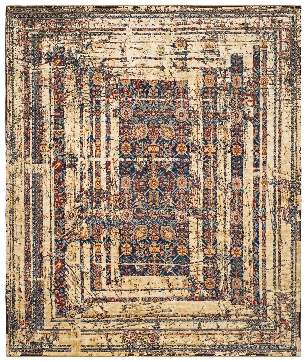 Килим ексклюзивний Tabriz Canal Frame Navyblue Dirtywhite Silk