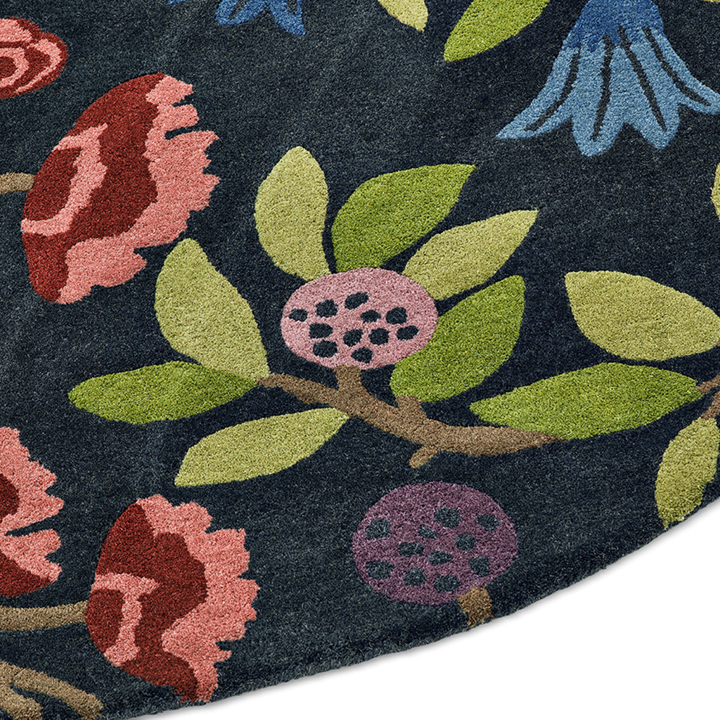 Килим квітковий круглий Foraging Indigo 146618 | Розмір: Ø 200 см