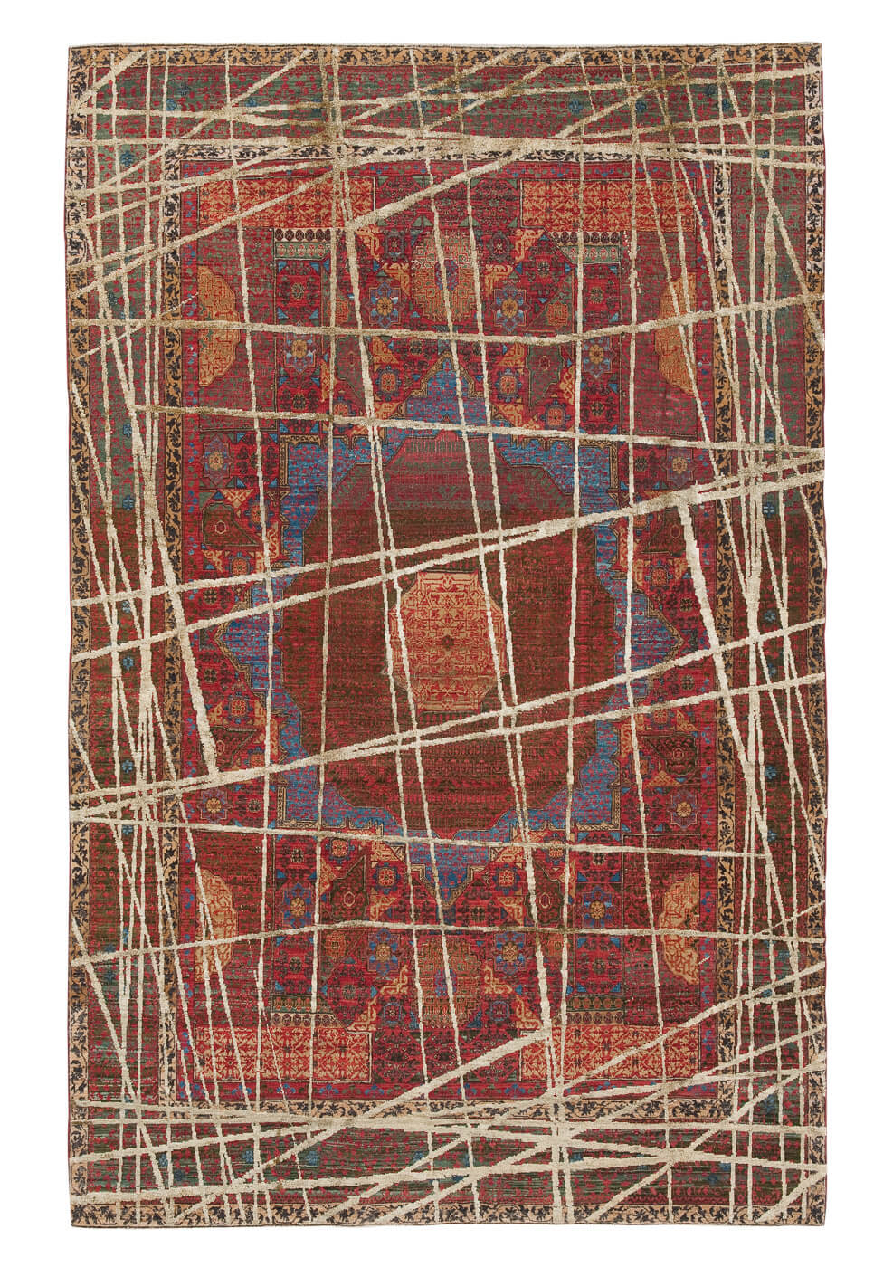 Килим ексклюзивний Mamluk Columbus Wrapped Red Gold Silk | Розмір: 200 x 300 см