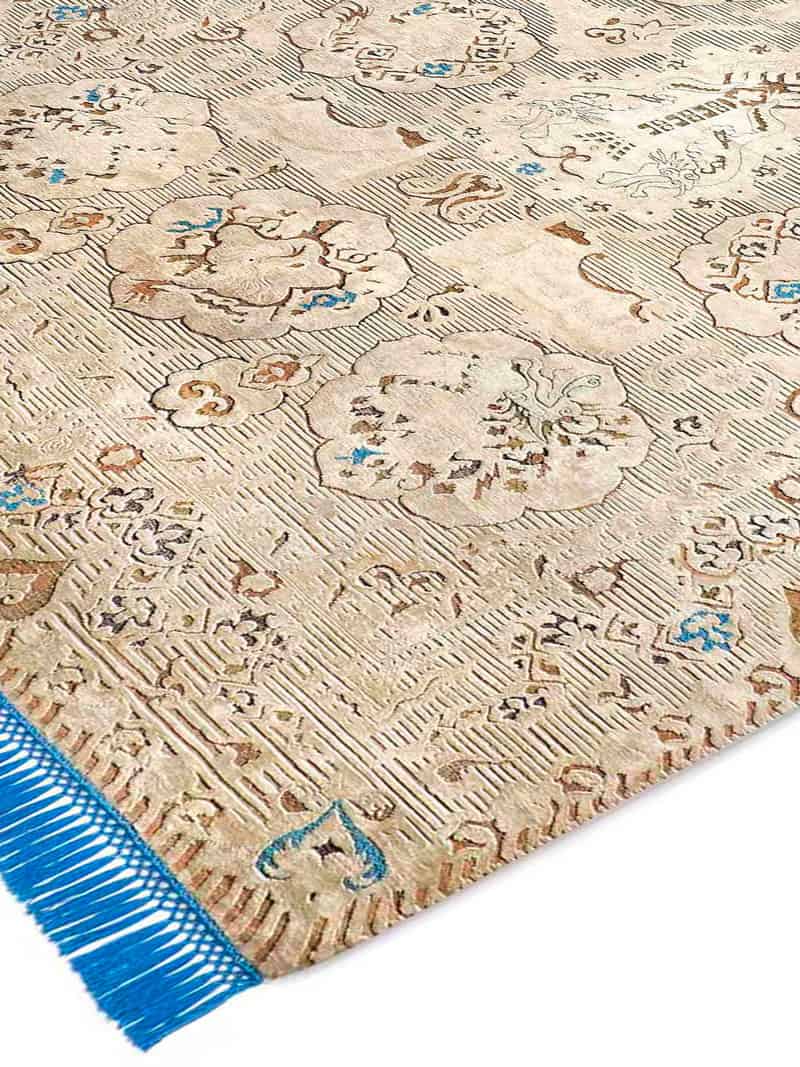Изящный узелковый ковер ручной работы Dragon Blue / Beige ☞ Розмір: 305 x 427 см