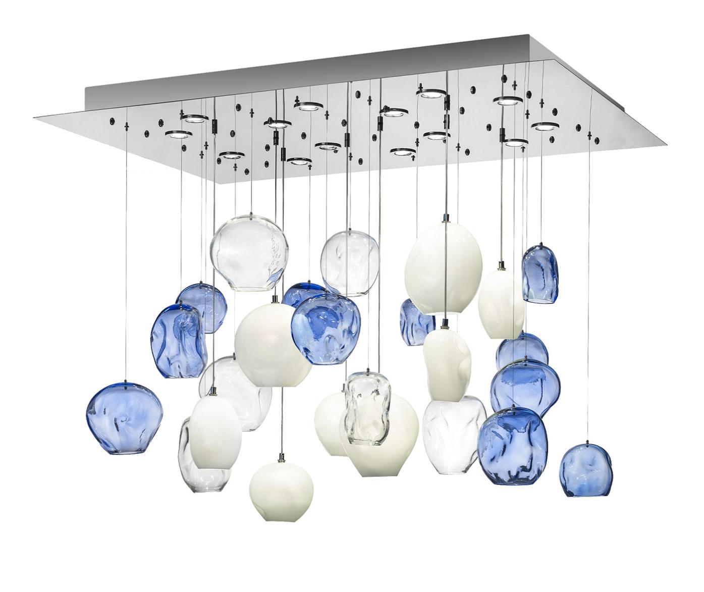 Люстра Blue Motion из синего муранского стекла