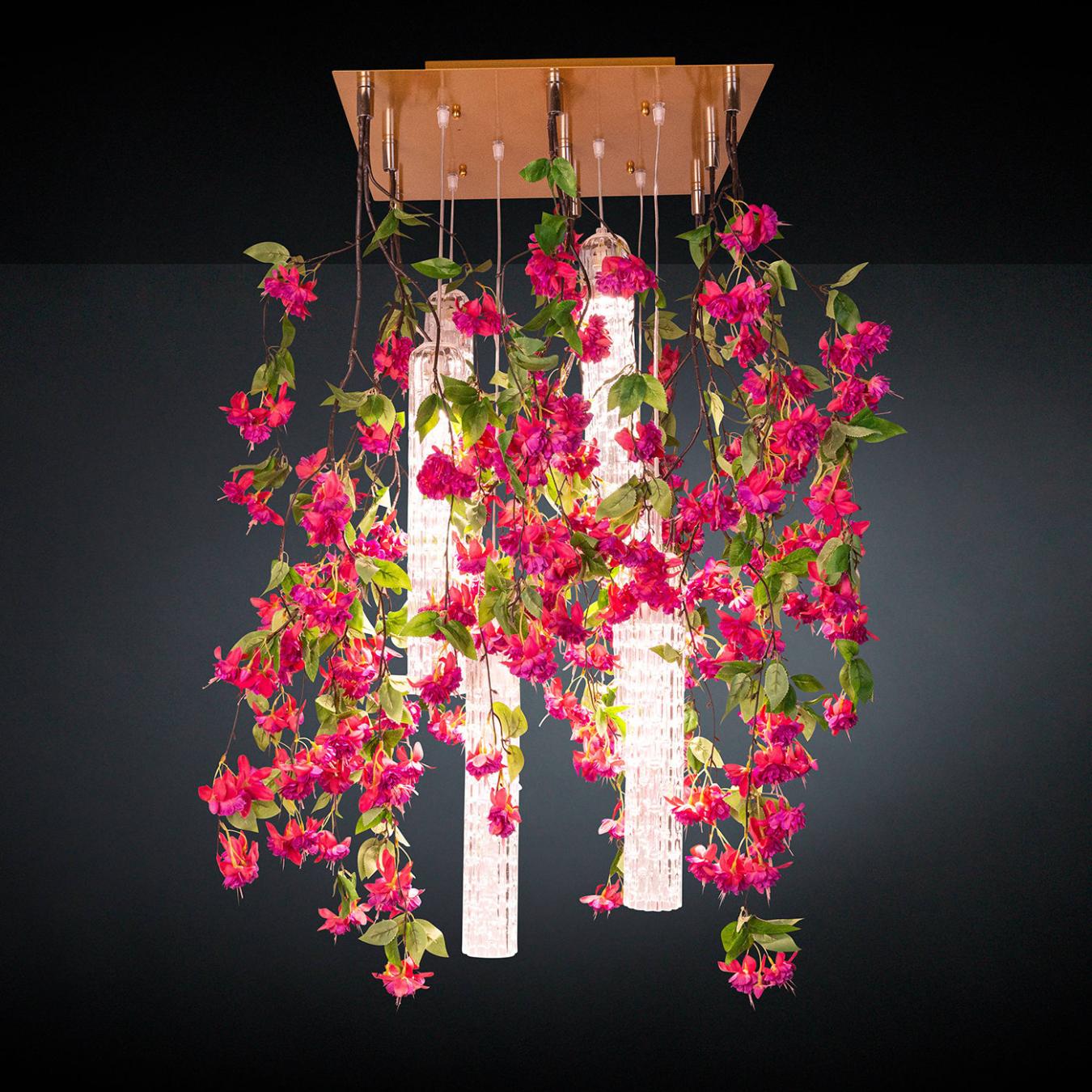 Квадратная каскадная люстра Pink Cascade
