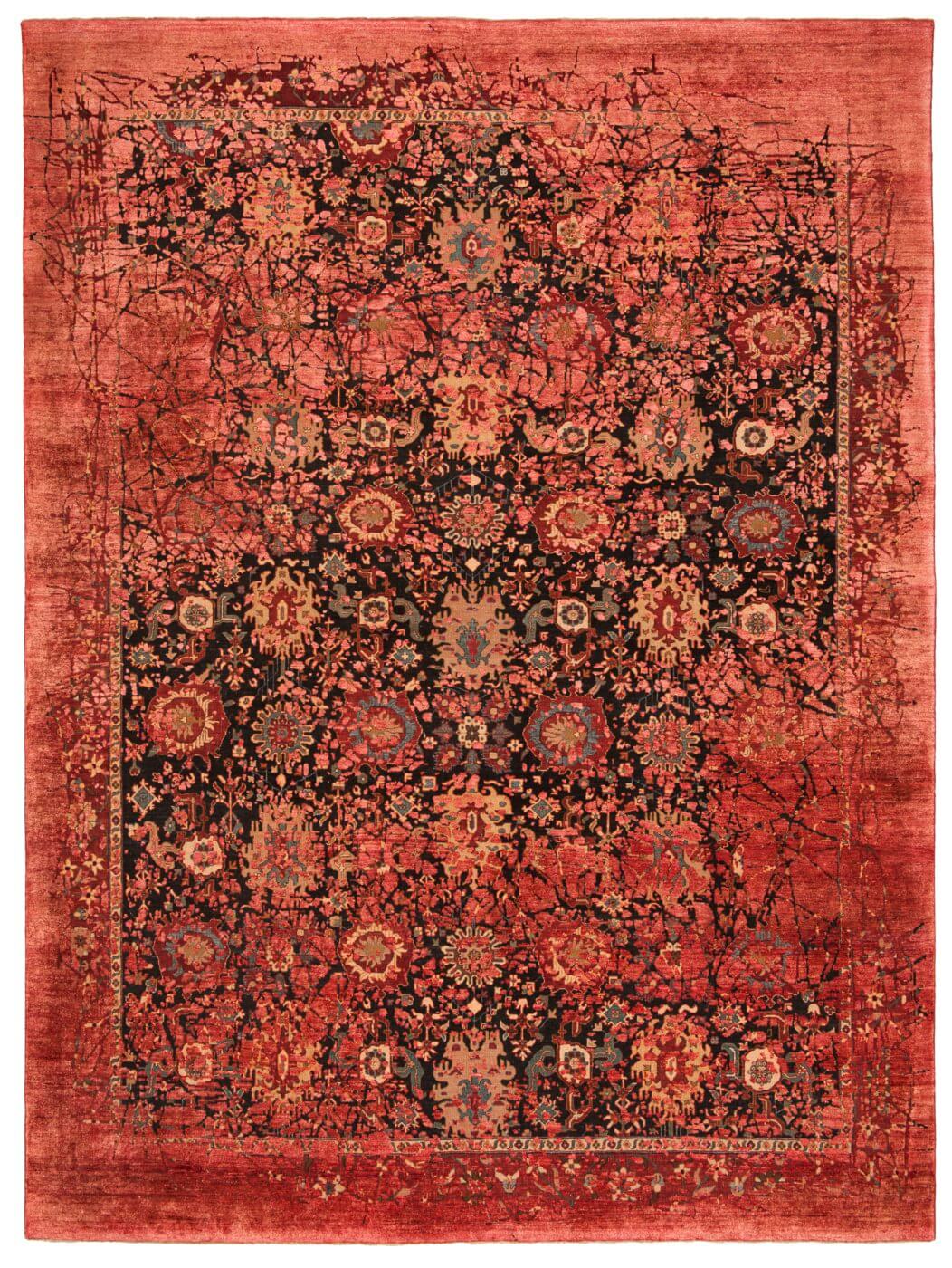 Килим ексклюзивний Bidjar Paddington Pleasure Black Red Silk | Розмір: 200 x 300 см