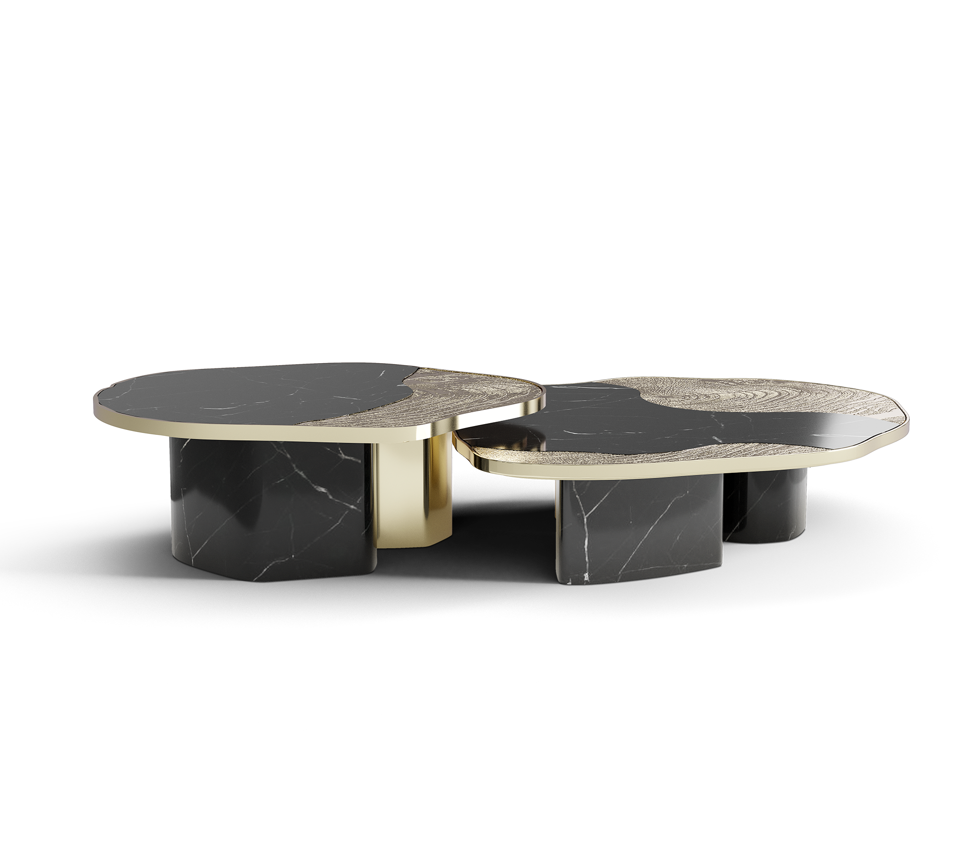 Журнальний столик Athena Nero Marble & Gold Table Set