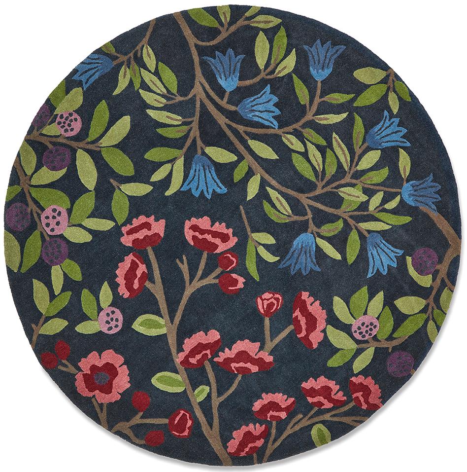 Килим квітковий круглий Foraging Indigo 146618 | Розмір: Ø 200 см