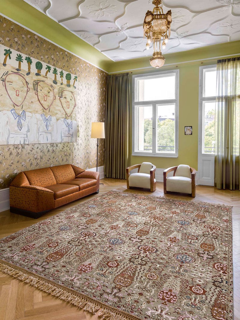 Оригінальний килим ручної роботи Isfahan Grey / Green | Розмір: 274 x 365 см
