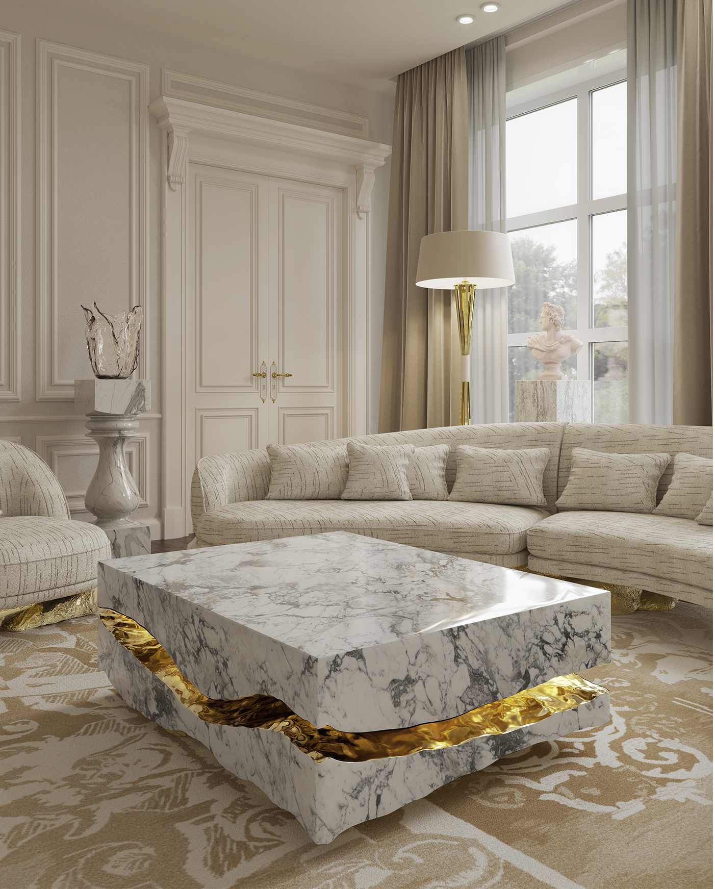 Журнальний столик Boulder Carrara Marble Table