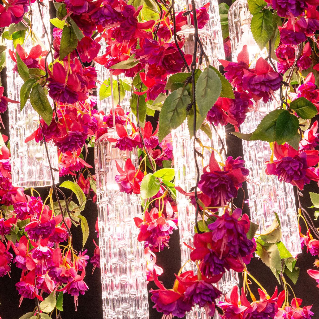 Квадратная каскадная люстра Pink Cascade