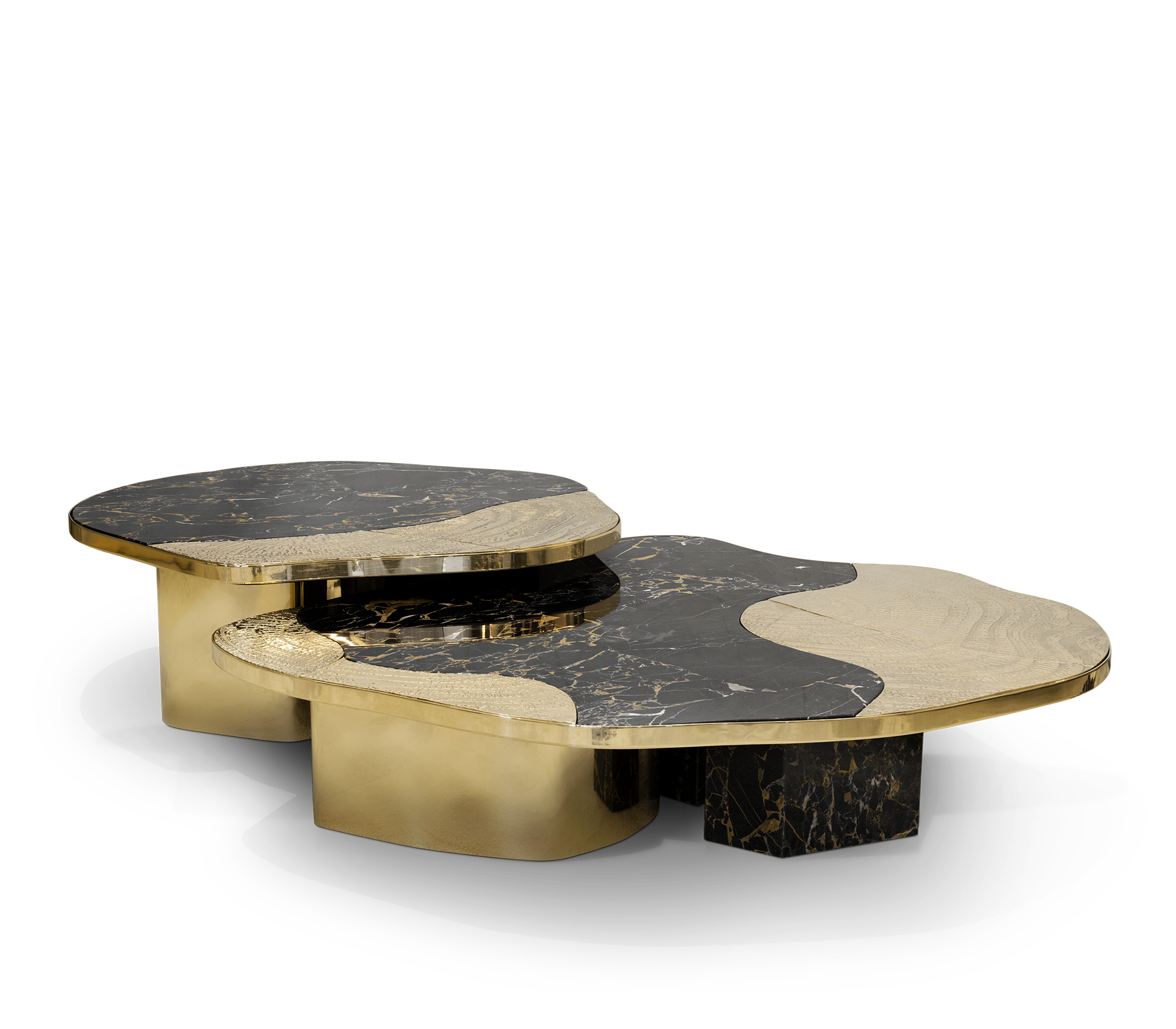 Журнальний столик Athena Portoro Marble & Gold Table Set