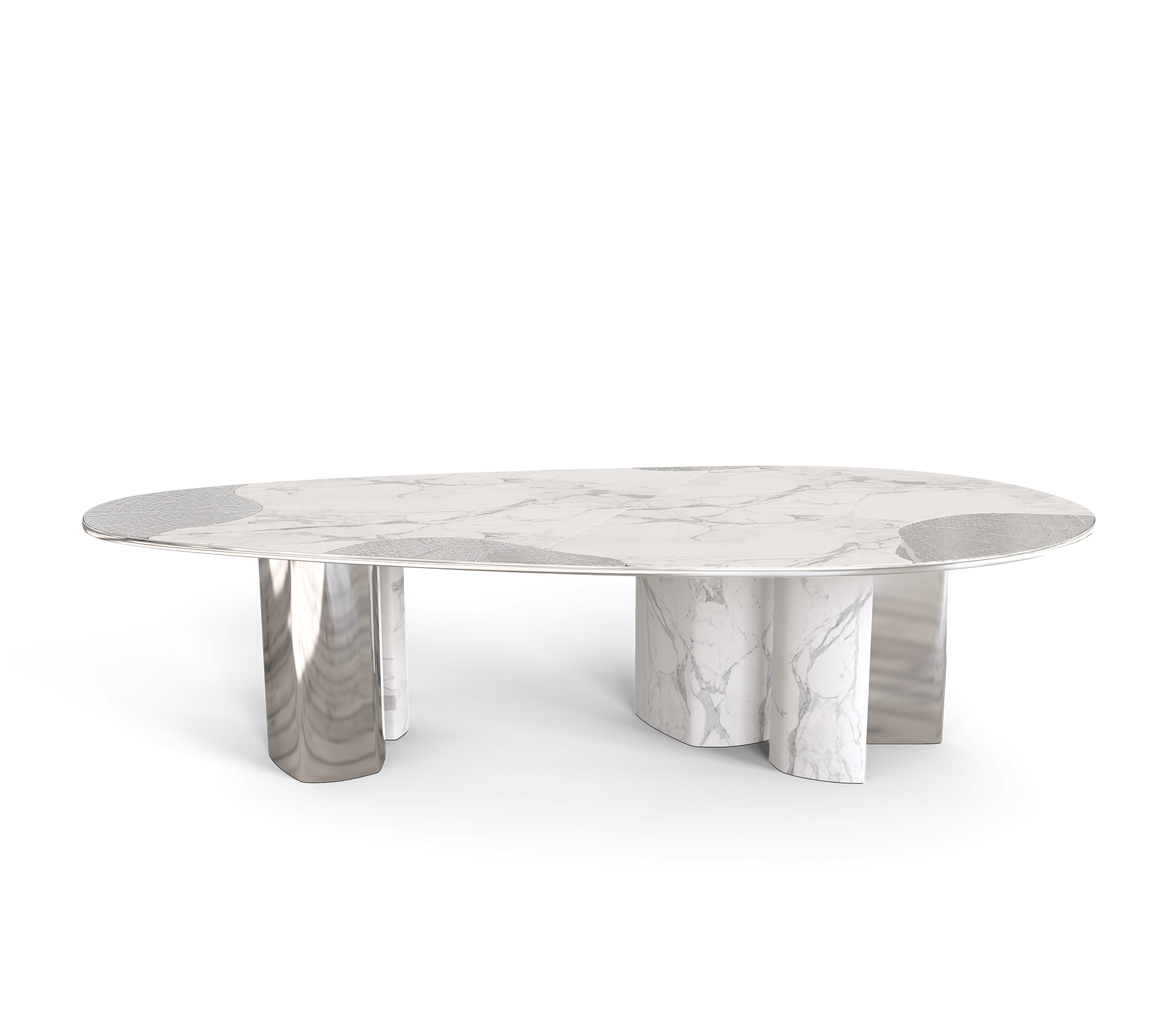 Обеденный стол Athena Carrara Marble & Silver