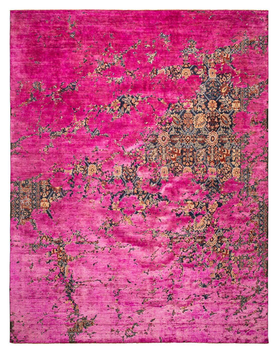 Ковер Tabriz Canal Aerial Navyblue Neonpink Silk