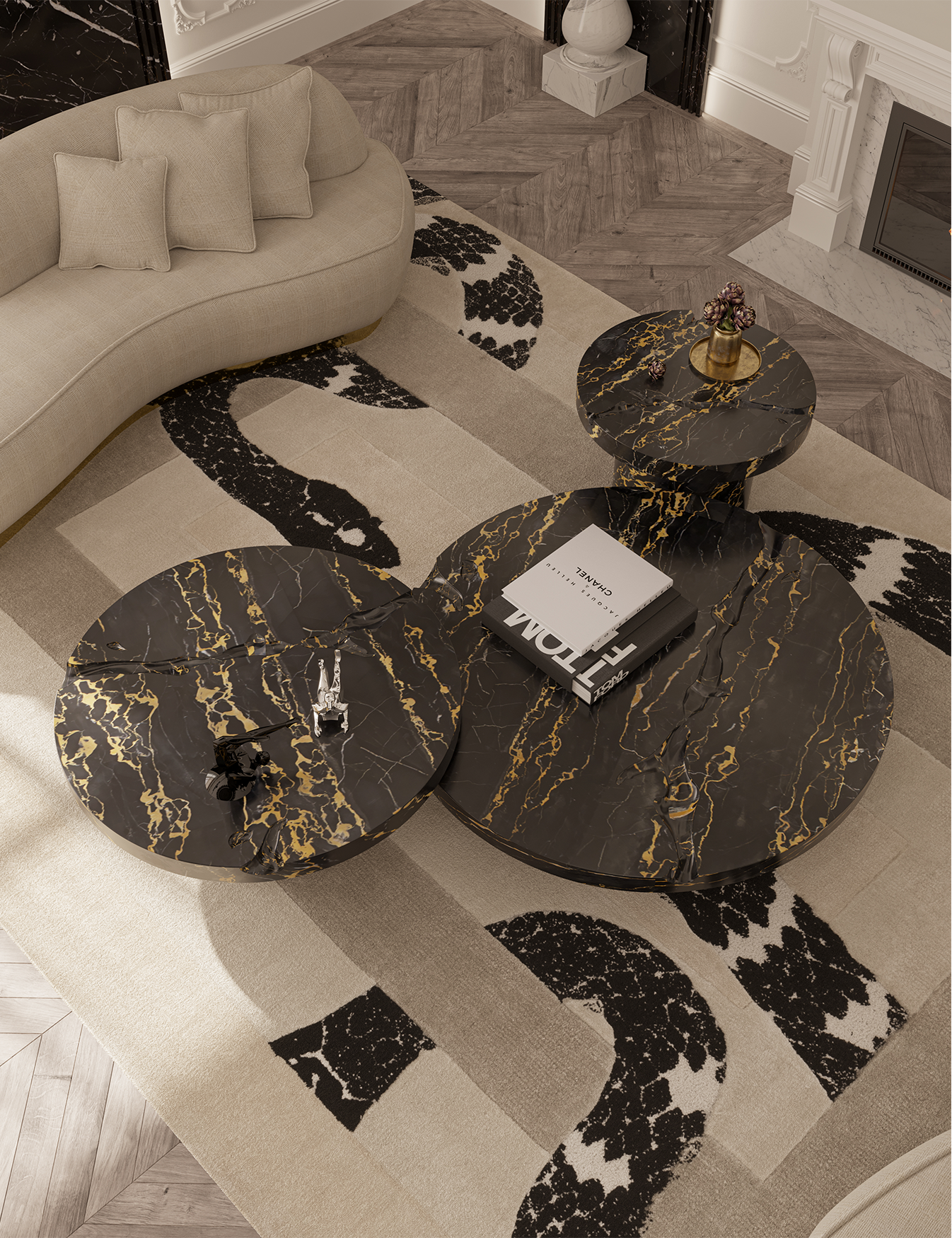 Журнальный столик Dominion Portoro Marble 3-Piece Set