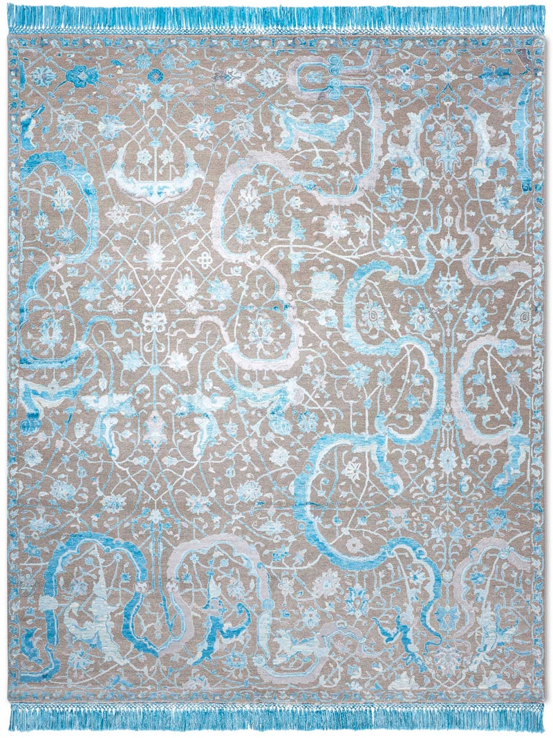 Витончений вузликовий килим ручної роботи Tabriz Blue | Розмір: 183 x 274 см