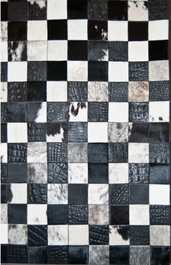 Килим з натуральної шкіри Mosaic Black & White ☞ Розмір: 120 x 180 см