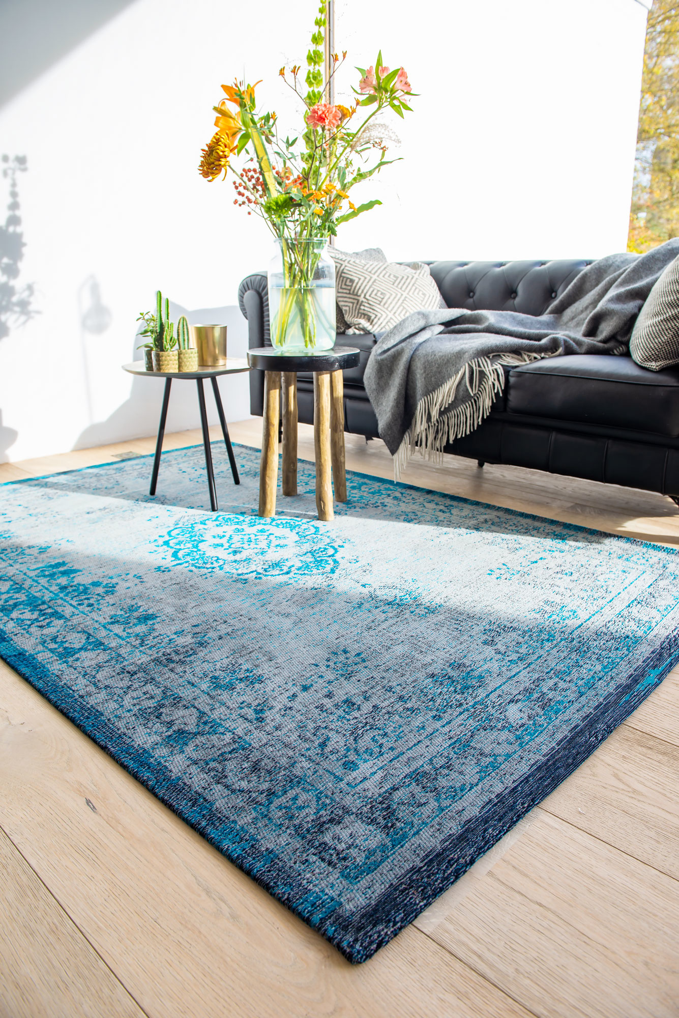 Ковер винтажный медальон Grey Turquoise | Размер: 80 x 150 см