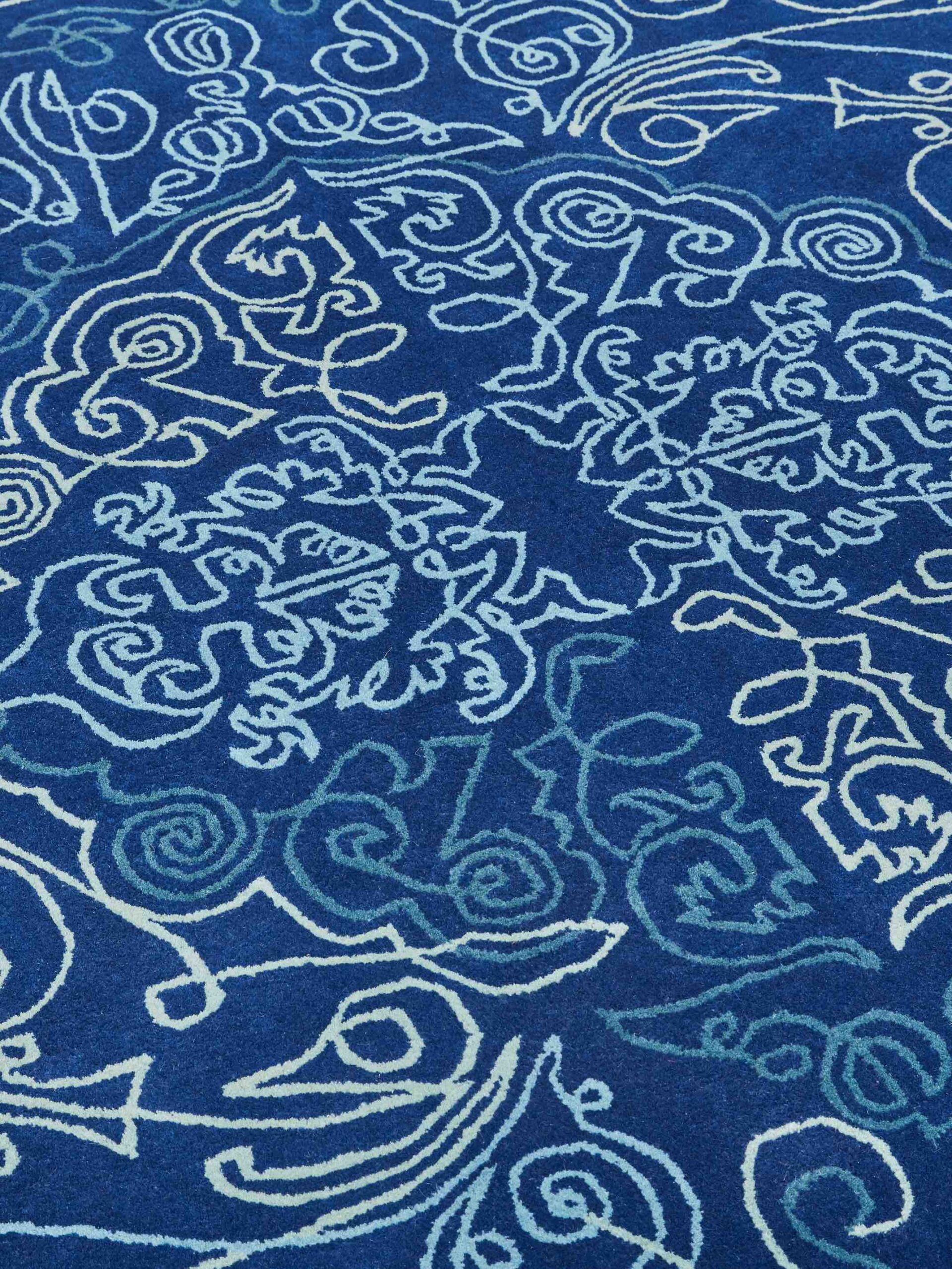 Круглий килим ексклюзивний One-Stroke Blue
