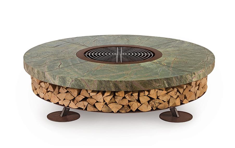 Круглая уличная жаровня Ercole Marble зеленая (Италия)
