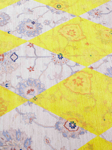 Круглый ковер итальянский ручной работы Double Layer Yellow