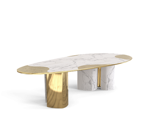 Обеденный стол Athena Carrara Marble & Gold