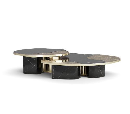 Журнальный столик Athena Nero Marble & Gold Table Set
