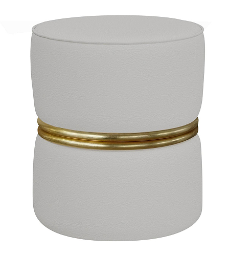 Кожаный пуф Leather Pouf with Gold Rings
