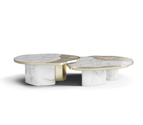 Журнальный столик Athena Gold Marble & Gold Table Set
