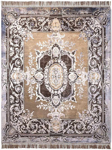 Эксклюзивный узелковый ковер ручной работы Aubusson Brown